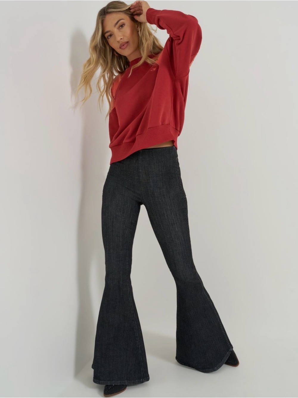 Wrangler Black Ribbed Flare Jeans - Wide Leg